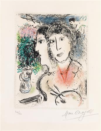 MARC CHAGALL Double Portrait au Chevalet.